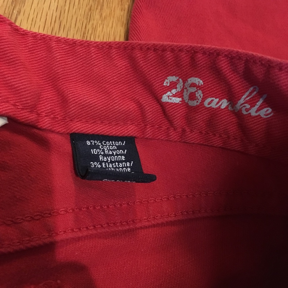 SOLD — J. Crew — Red Toothpick Skinny Jeans Size 26 - Picture 2 of 5